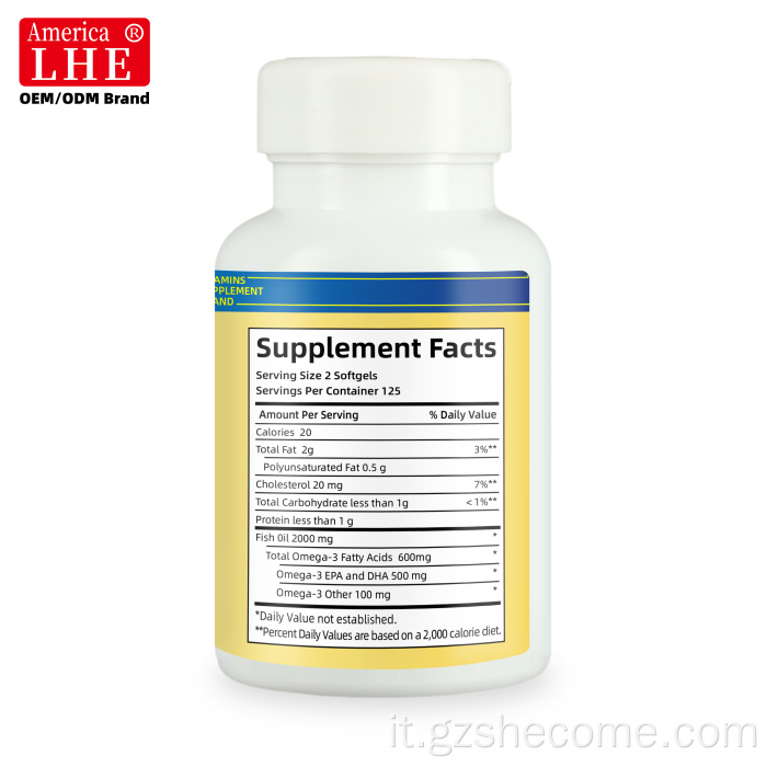 Shecome Omega 3 Capsule molli di olio di pesce Salute del cuore